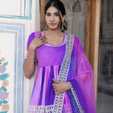 Pink Floral Printed Layered Silk Blend Indo Western Set