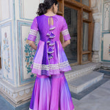Pink Floral Printed Layered Silk Blend Indo Western Set