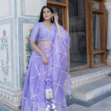 Lavender Chevron Sequined Lehenga Set