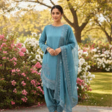 Dusty Teal Embroidered Salwar Set