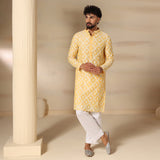 Butter Yellow Trellis Print Kurta