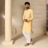 Butter Yellow Trellis Print Kurta