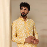 Butter Yellow Trellis Print Kurta
