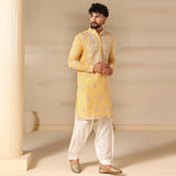 Golden Yellow Booti Embroidered Kurta