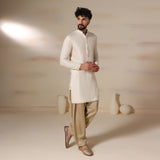 Ivory Gold Trim Silk Kurta