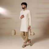 Ivory Gold Trim Silk Kurta