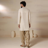 Ivory Gold Trim Silk Kurta