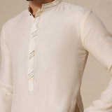 Ivory Gold Trim Silk Kurta