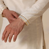 Ivory Gold Trim Silk Kurta