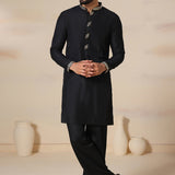 Jet Black Cotton Kurta