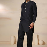Jet Black Cotton Kurta
