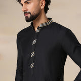 Jet Black Cotton Kurta
