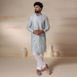 Powder Blue Paisley Aari Kurta