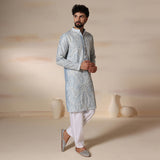 Powder Blue Paisley Aari Kurta