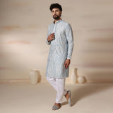 Powder Blue Paisley Aari Kurta