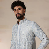 Powder Blue Paisley Aari Kurta