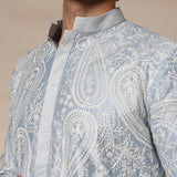 Powder Blue Paisley Aari Kurta