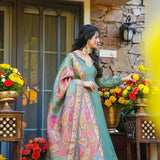 Sage Green Paisley Anarkali Set
