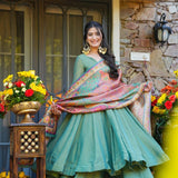 Sage Green Paisley Anarkali Set