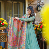 Sage Green Paisley Anarkali Set