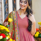 Rose Gold Paisley Anarkali Set