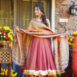 Rose Gold Paisley Anarkali Set