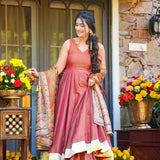 Rose Gold Paisley Anarkali Set