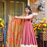 Rose Gold Paisley Anarkali Set