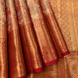 Crimson Bloom Kanjivaram Silk Saree With Gold Zari Weave