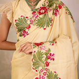 Ivory Garden Vine Embroidery Saree