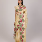 Ivory Garden Vine Embroidery Saree