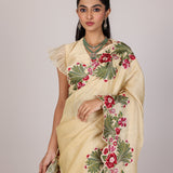 Ivory Garden Vine Embroidery Saree