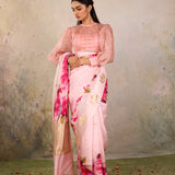 Powder Pink Rose Bloom Saree