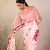 Powder Pink Rose Bloom Saree