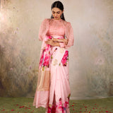 Powder Pink Rose Bloom Saree