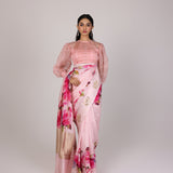 Powder Pink Rose Bloom Saree