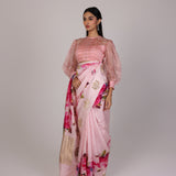 Powder Pink Rose Bloom Saree