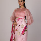 Powder Pink Rose Bloom Saree
