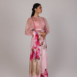 Powder Pink Rose Bloom Saree