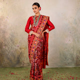 Ruby Ikat Ghat Mandir Saree