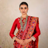 Ruby Ikat Ghat Mandir Saree