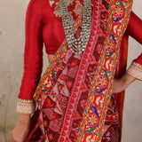 Ruby Ikat Ghat Mandir Saree