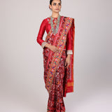 Ruby Ikat Ghat Mandir Saree