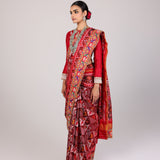 Ruby Ikat Ghat Mandir Saree