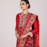 Ruby Ikat Ghat Mandir Saree