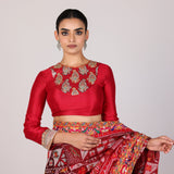 Ruby Ikat Ghat Mandir Saree