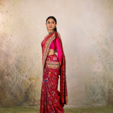 Crimson Patola Peacock Border Saree