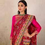 Crimson Patola Peacock Border Saree