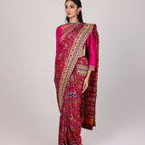 Crimson Patola Peacock Border Saree