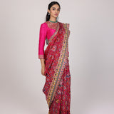 Crimson Patola Peacock Border Saree